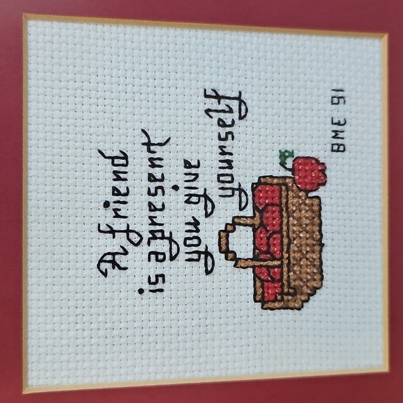 Vintage Friend Saying Cross Stitch 6x6" Frame - Picture 3 of 10
